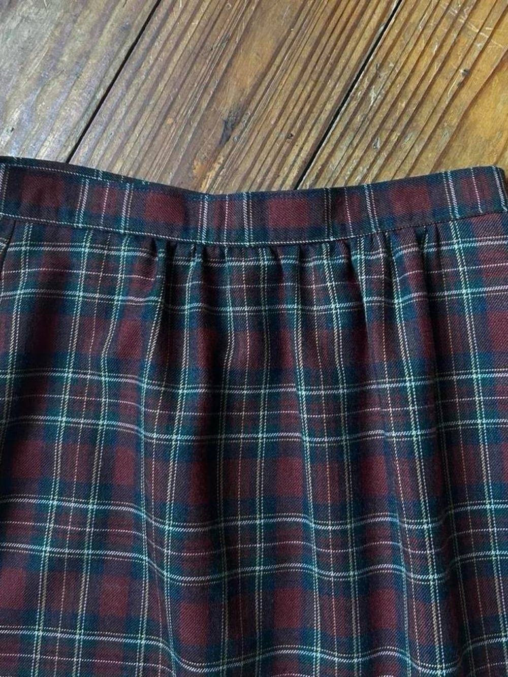 Vintage Lady Thompson Red and Green Plaid A-Line Midi Skirt - Picture 3 of 7